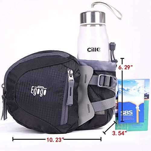 EGOGO Travel Sport Waist Pack Fanny Pack Bum Bag Hiking Bag with Water Bottle Holder S2209 (Black)