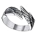 TIGRADE Stainless Steel Men's Women's Feather Angel Wing Cast Black Silver Ring Band Comfort Fit Size 6-14