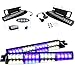 FANTASTIC-TRADING 32LED 32W LED Lightbar Visor Light Windshield Emergency Hazard Warning Strobe Beacon Split Mount Deck Dash Lamp (Blue&White)