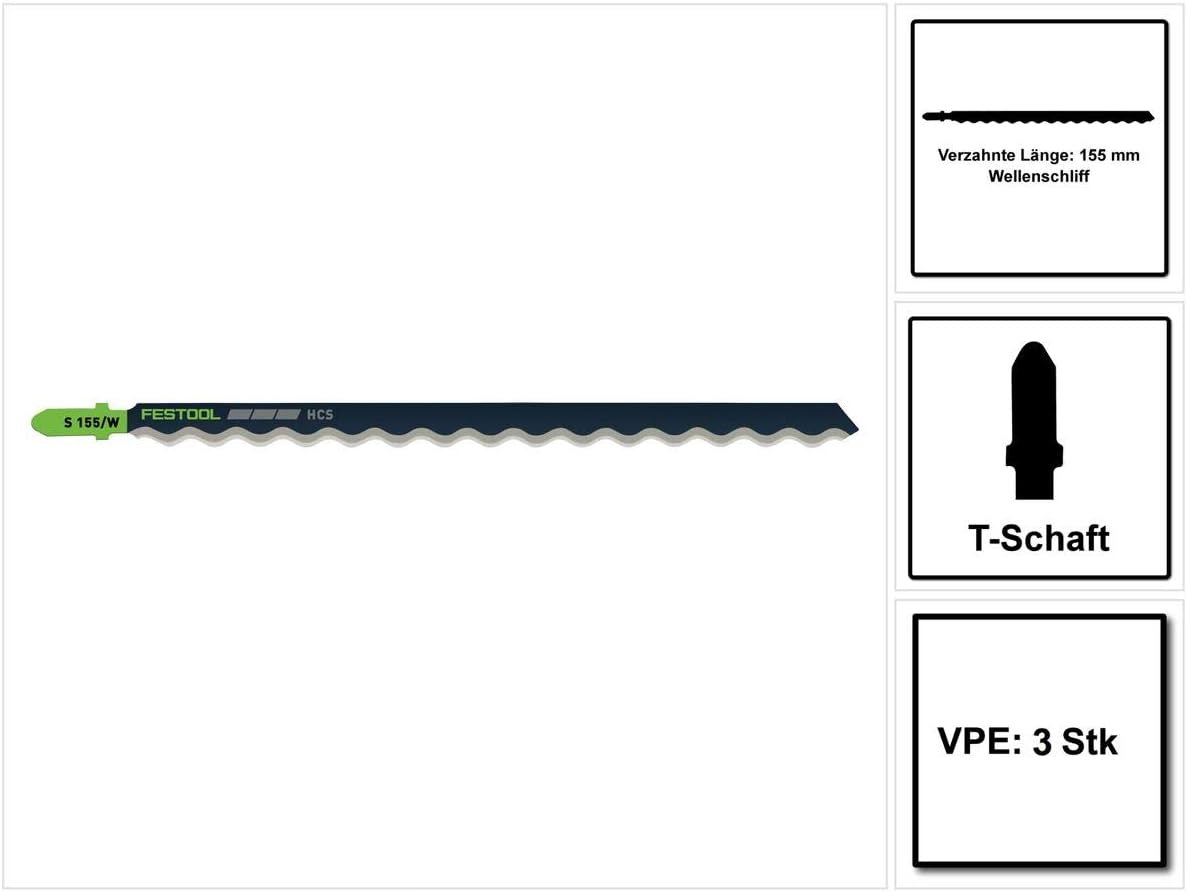 Festool Jigsaw blade BUILDING MATERIALS INSULATION S 155/W/3, Multicolour, Size