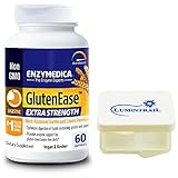 Enzymedica GlutenEase Extra Strength Optimizes Digestion of Gluten and Casein, 60 Capsules Bundle with a Lumintrail Pill Case