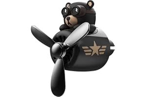 OUZORP Car Air Fresheners Cute Pilot Bear Car Diffuser Rotating Propeller Cartoon Automotive Air Outlet Fan Creative Car Perfume Decoration Automotive Decoration