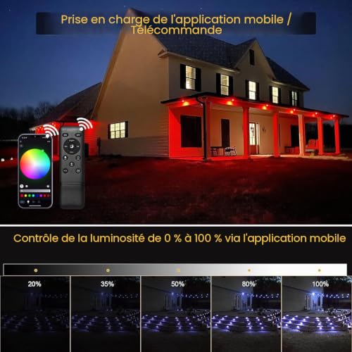 INDARUN WiFi Recessed Floor Lamp RGB Waterproof IP67 Ø31 mm – Lighting for Patio, Patio, Path, Wall, Garden, Decoration, Indoor and Outdoor (20 Pieces)