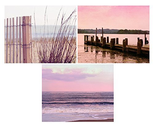 Amazon Com Lake Wall Art Beach Sunset Photography Set Of 3