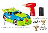ALL IN ONE EASY-FUN TOY RACING CAR SET - TAKE A PART RACE CAR KIT- LIGHTS-ENGINE SOUNDS-TOOLS + ALL BATTERIES AND BONUS RACER STICKERS INCLUDED - PERFECT FOR AGES 3 4 5 + BY TECH E SMART (TM)