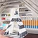 TOUCH-RICH Durable Teepee for Kids 5 ft 4 Poles Indian Play Tent Sturdy & Safe Kids' Furniture with Window & Floor (Stripe Grey Teepee)