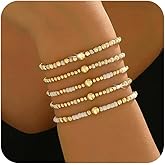 Bohxantium Gold Beaded Bracelets Stack for Women 14K Gold Plated Beads Ball Boho Colorful Seed Beads Stretch Non Tarnish Stackable Dainty Trendy Jewelry Accessories Fall Summer Friendship Gift