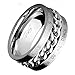 Philippians 4:13 Stainless Steel Silver Tone Ring, Spinner Chain, Christian Bible Verse Ring