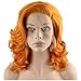 Mxangel Medium Long Wavy Heat Friendly Fiber Orange Lace front Cosplay Wig