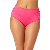 Anne Cole Womens Hi Waist Shirred Bottom, XL, Pink