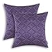 CaliTime Pack of 2 Cushion Covers Throw Pillow Cases Shells for Home Sofa Couch Diamonds Chain Geometric Embroidered 18 X 18 Inches Purple