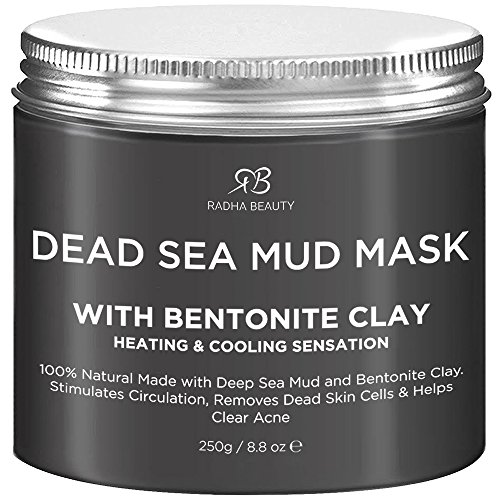 Radha Beauty Dead Sea Mud Mask with Bentonite Clay 8.8 oz - New Improved Formula for Face & Body