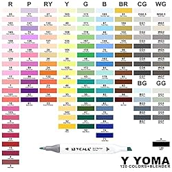 Y YOMA 120 Colors Alcohol Markers Dual Tip Markers