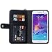 Galaxy Note 5 Case, TabPow Wave Zipper Cash Slot Series - [Card Slots][Button Closure] Flip PU Leather Wallet Case Cover with Detachable Magnetic Hard Case for Samsung Galaxy Note 5, Black