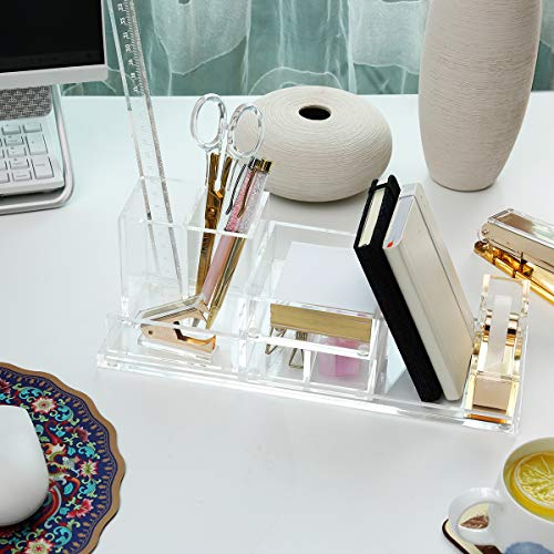 EXPUTRAN Clear Acrylic Desk Organizer 4Piece Desk Kit + Free
