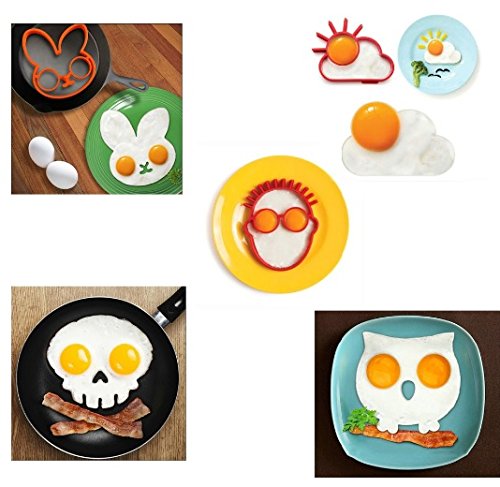 title=Ören- Kit di stampi per uova all'occhio di bue, motivo: gufo, coniglio, sole,