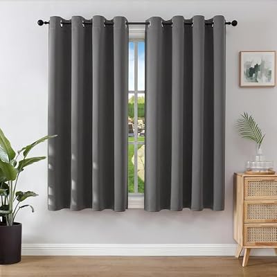 Joydeco Blackout Curtains 46x54 Inch 2 Panels Dark Grey Eyelet Thermal