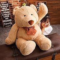 FAYEYE Giant Teddy Bear with Tie Plush Stuffed Animals Light Brown 38 inches