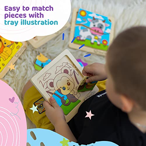 Bimi Boo Wooden Toddler Puzzles Ages 24 Wooden 4 Piece Puzzles for 2
