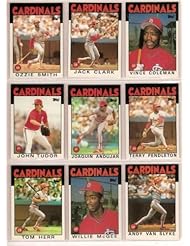 Trading Cards: St Louis Cardinals 1986 Topps Baseball Master Team Set with year-end Traded Cards & All-Star Cards) (37 Cards) (Vince Coleman Rookie Card) (Ozzie Smith) (Terry Pendleton Rookie) (Tommy Herr) (Bruce Sutter) (Andy Van Slyke) (Whitey Herzog) (Willie McGee) (Lonnie Smith) - Topps