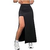SHENHE Women's High Slit Skirts High Waisted A Line Ruched Bodycon Long Split Skirt