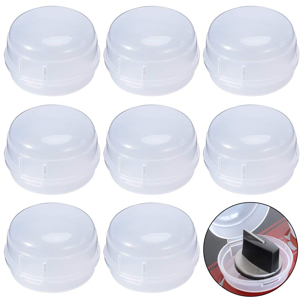 Stove Knob Covers - WENTS 8PCS Kitchen Transparent Gas Stove Knob Covers Oven Knobs Protector Child Safety Locks Gas Cooker Switch Protective Cover for Children
