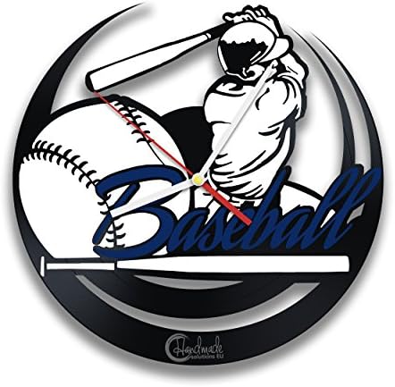 Baseball Player Vinyl Record Clock by Handmade Solutions - Sports Game Wall Decor - Gift for Baseball Players or Fans