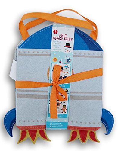 Childrens Felt Play Book Spaceship with 2 Felt Astronauts and 13 Felt Accessories