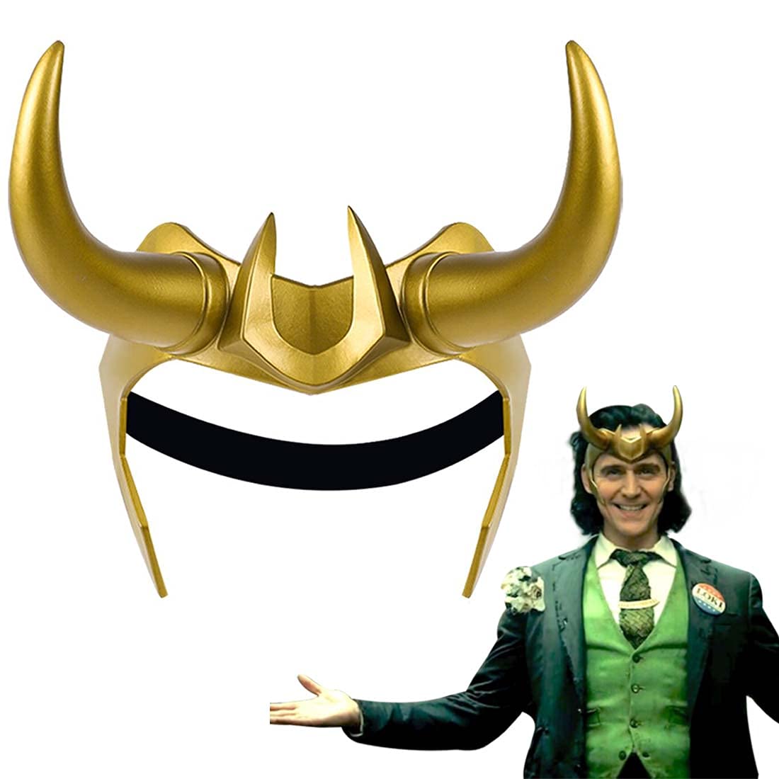 Superhero Helmet Detachable Horns Movie Thor Ragnarok Norse Mythology Crown Mask Cosplay Adult Halloween Costume Party Prop (Supervillain Horns)