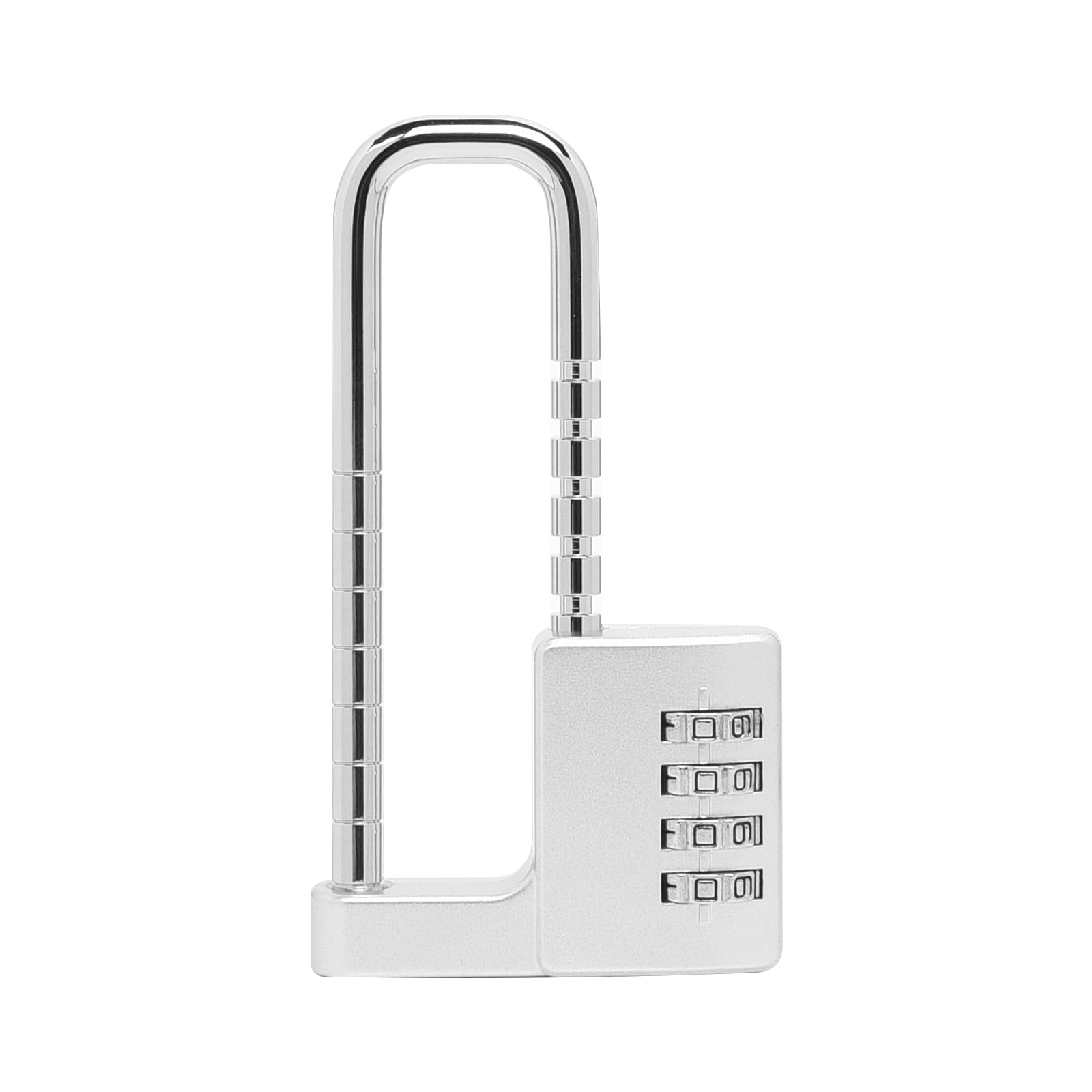 Combination Padlock, Adjustable Long Padlock 4 Digit Password Heavy Duty Padlock with Code Long Shackle Combination Padlock Outdoor Waterproof for School, Gym Locker, Shed, Garage-Silver