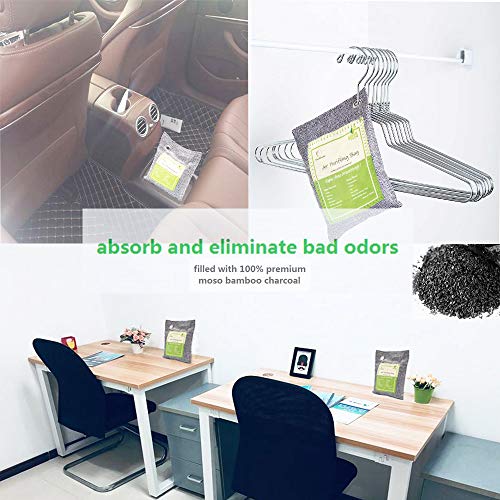 Air Purifying Bags Activated Bamboo Charcoal Natural Air Purifier Freshener Neutralizer Filter Odor Remove Eliminator Deodorizer Moisture Absorber for Home, Car, Closet, Bathroom, Basement, Litter Box, Shoe (5 Pack, 200g Each)