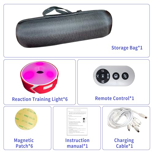 SWTHM Reaction Training Lights, 4 Colors, Agile Reaction Training Lamp Set, 4 Modes, Remote Control, USB Charging, Reaction Light for Fitness Training, Training