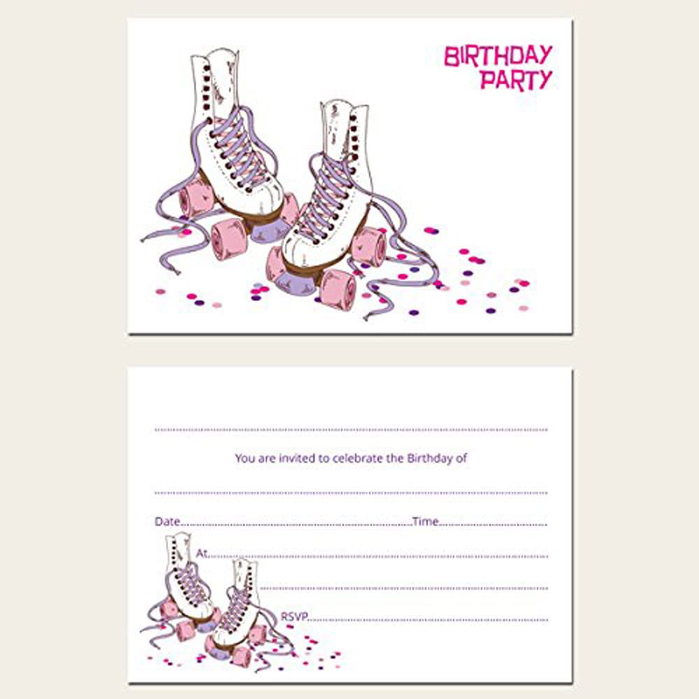 Dotty about Paper Kids Birthday Invitations - Roller Skating Party - Pack of 10. Celebration, Family, Friends, Boys, Girls, Classmates, Fun, Children. Envelopes Included. (272)