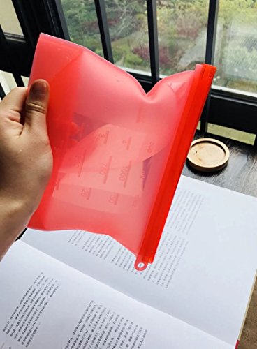 5 Quality Reusable Food Silicone Bags & Bag Holder Ebook Pamphlet Stasher Freezer Microwave Dishwasher Safe Versatile Kitchen Cooking Ziplock Container Snack Lunch Sandwich Preservation Storage