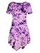 Lock and Love LL WT1063 Womens Short Sleeve All Over Tie-Dye Tunic Top XXXL White_Purple