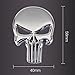 Quentacy 2-Pack Skull Punisher Emblem Badge 3D Metal Sticker Decals for Cars Trucks Motorcycle Vehicle Luggage Laptop Tablets (Silver)