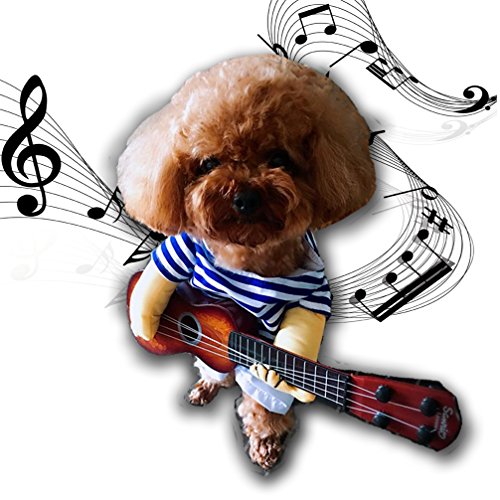Dog Costume Pet Costumes with Toy Ukulele Costume Funny Pet Clothing Special Events Guitarist Costume for Dog & Cat by DELIFUR