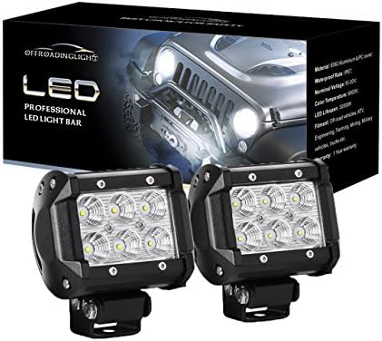 LED Cube Lights, OFFROADINGLIGHT 2Pcs 18W Flood Beam Off Road CREE Waterproof Work Light Bar for Jeep ATV UTV Pickup