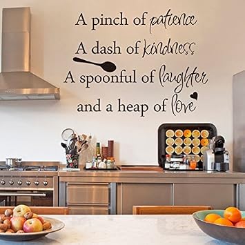 Funny Wall Sticker Inspirational Quotes Words Art Removable Kitchen Dining Room Decor A Pinch Of Patience A Dash Of Kindness Vinyl Mural Wall Art Home Decoration Amazon Co Uk Diy Tools