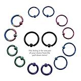 Pair of Titanium Captive Bead Ring CBR Hoop Earrings 12-10 Gauge