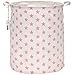 Sea Team 19.7 Inches Large Sized Waterproof Coating Ramie Cotton Fabric Folding Laundry Hamper Bucket Cylindric Burlap Canvas Storage Basket with Stylish Stars Design (19.7