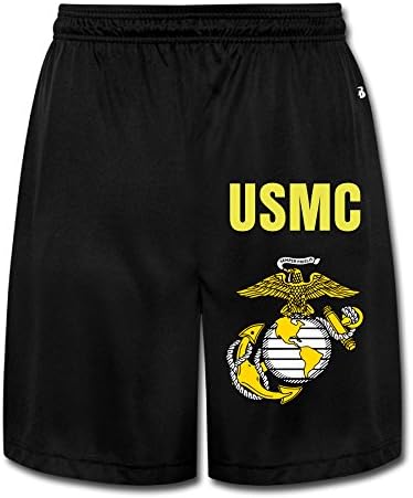 MRNG Men's USMC Marine Corps Logo Shorts Sweatpants Black