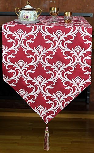 Damask-Style Elegant Table Runner (Red, 118" X 16")