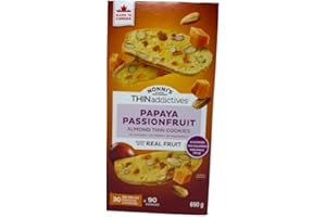 Nonni’s Bakery THINaddictives Papaya Passionfruit Almond Thin Cookies – 30 × 23g Packs, Individually Wrapped, 100 Calories pe