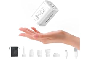 AIRSPIRIT Mini Portable Electric Air Pump for Inflatables-5 Universal Nozzles,Rechargeable Inflator-Fast Inflate/Deflate Pool Floats/Sleeping Pad/Air Mattress Bed/Camping Gear/Travel & Home Storage Vacuum Bags