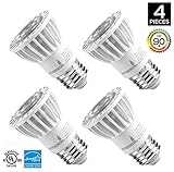 Hyperikon PAR16 LED Bulb, 8W (50W equivalent), 520 lumen, 3000K (Soft White Glow), CRI90+, Flood Light Bulb, 40° Beam Angle, Medium Base (E26), Dimmable, UL-Listed - (Pack of 4)