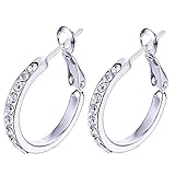 Fashion Small White gold plated Hoop Earrings Cubic Zirconia For Women Teen Girls