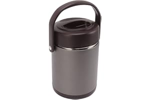 OPPWONG 304 Stainless Steel Dark Gray 2L Insulated Food Container Leakproof Vacuum Food Jar for Outdoor Use Picnics