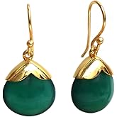 Gempires Gemstone 15 mm Pear With Gold Cap Hook Earring,Statement Birthstone jewelry, Teardrop shaped Earring
