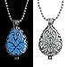 FM FM42 Glow in The Dark Openwork Teardrop Locket Pendant Necklace (Deep Blue Light) GN1179
